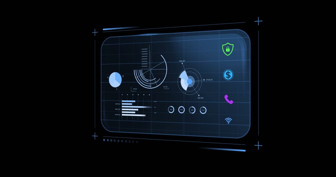 Futuristic Digital Dashboard with Analytics and Security Interface