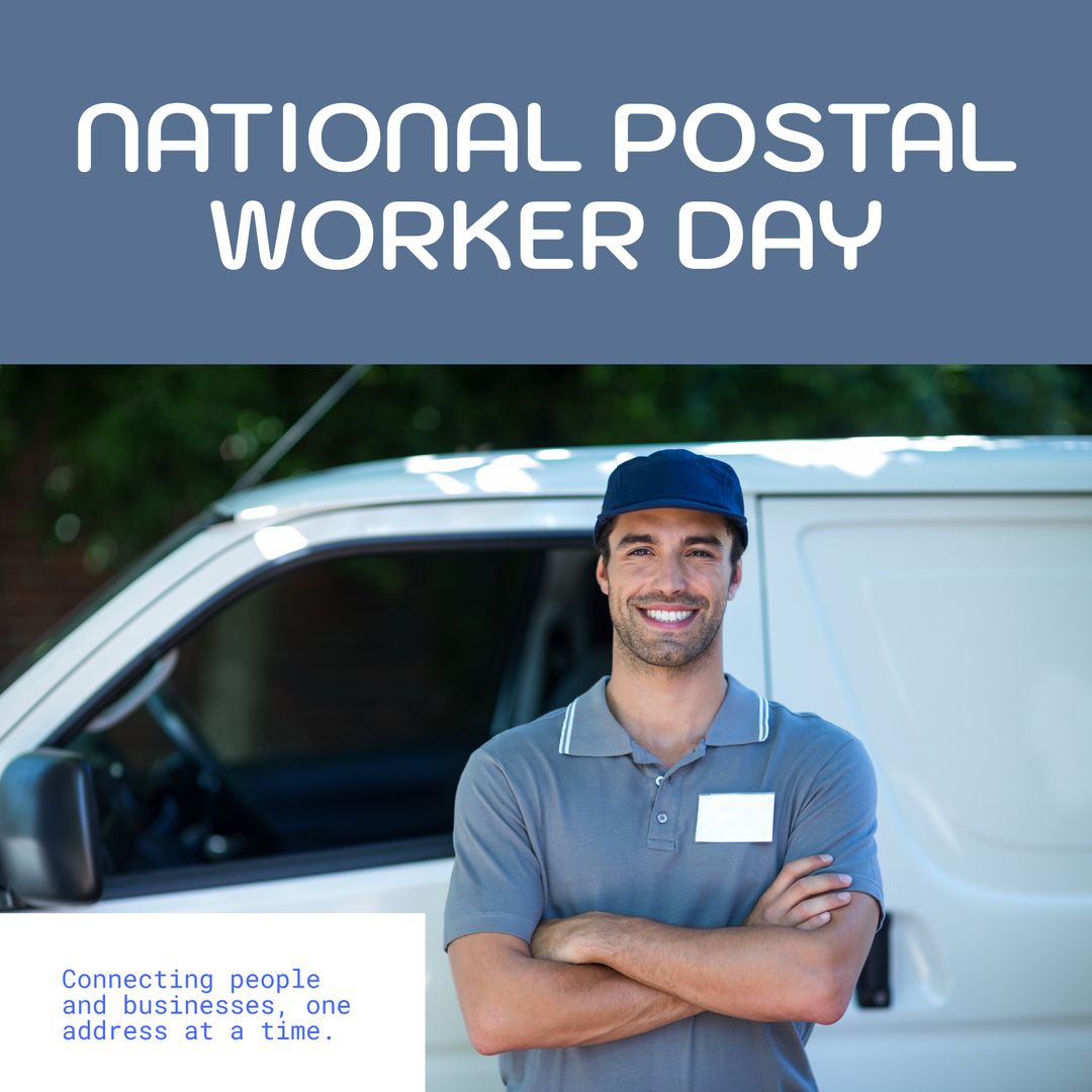 Cheerful Courier Celebrating National Postal Worker Day - Download Free Stock Templates Pikwizard.com