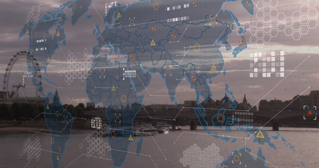 Futuristic Global Business Data Overlay