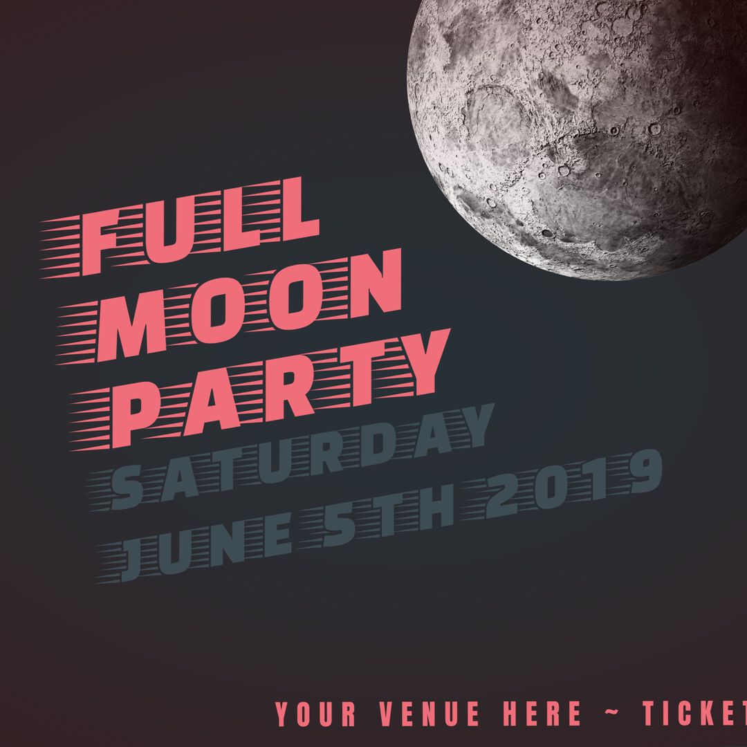 Lunar Full Moon Party Event Poster with Moon Graphic