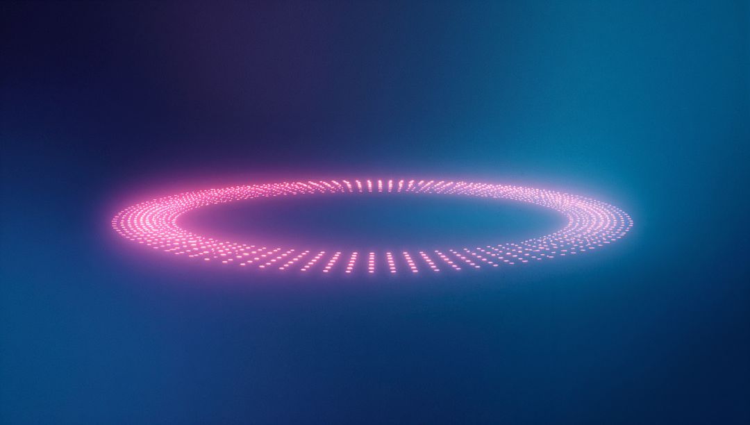 Glowing Circular Ring of Light Dots Hovering in Digital Space
