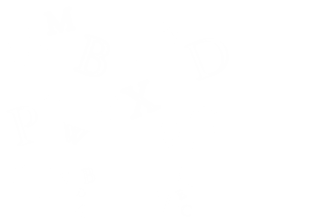 Creative Figure with Scattered White Alphabets on Transparent Surface