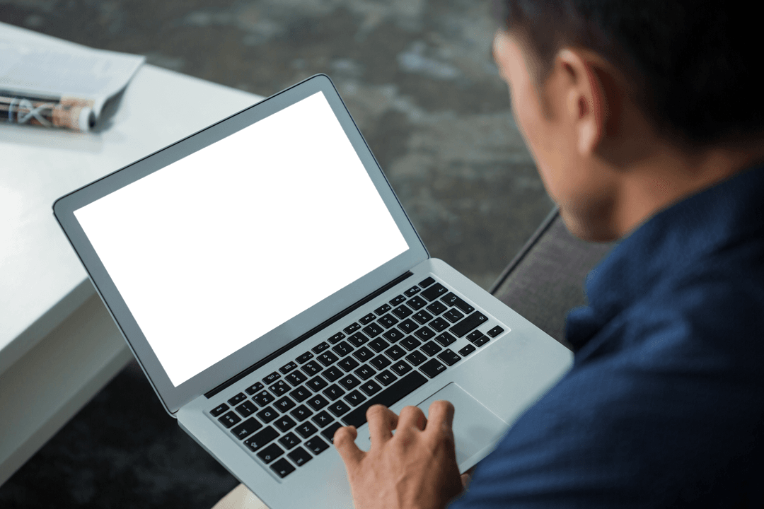 Transparent Laptop Screen User Managing Tasks