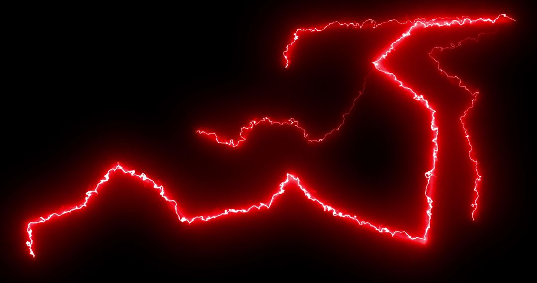 Dynamic Red Lightning against Black Background