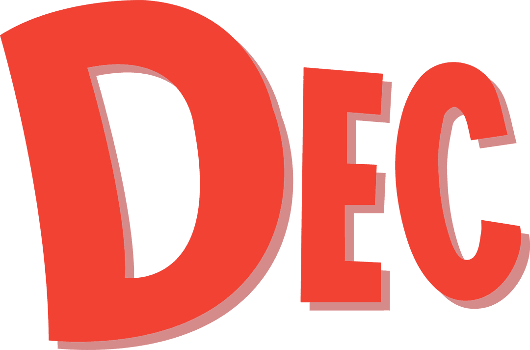 3D Red DEC Letters Transparent Background Typography Art