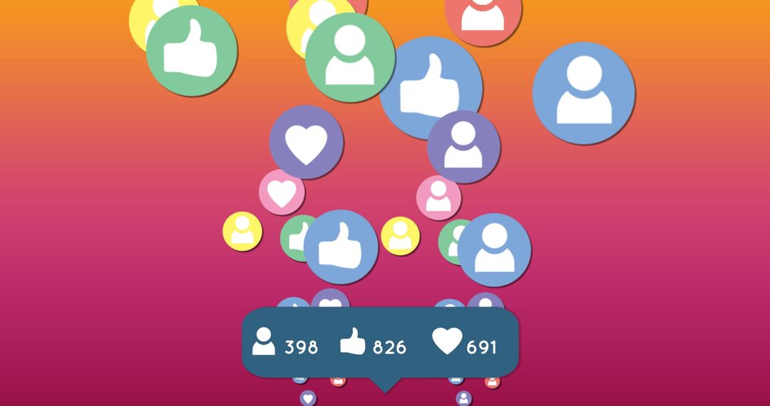 Social Media Icons Floating Gradient Background