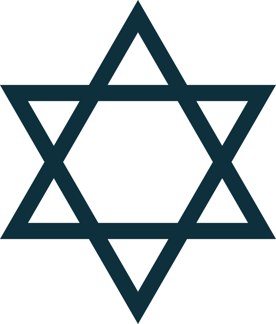 Transparent Blue Outline Star of David Vector Icon