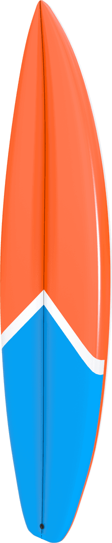 Transparent Surfboard with Vibrant Orange and Blue Design