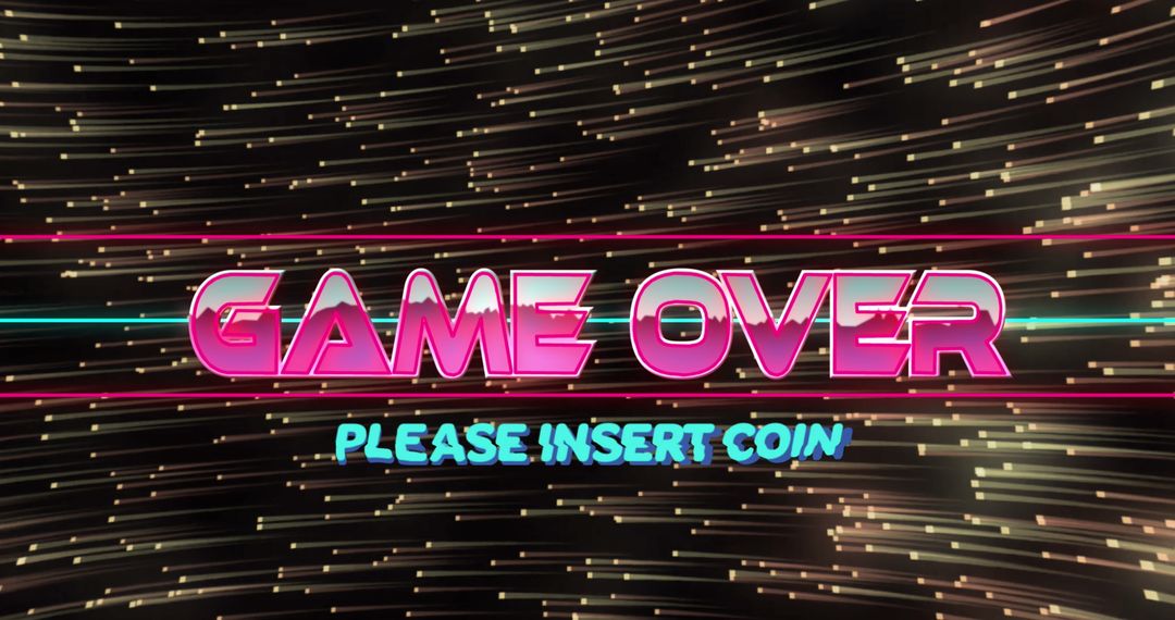 Retro Futuristic Game Over Screen with Insert Coin Prompt