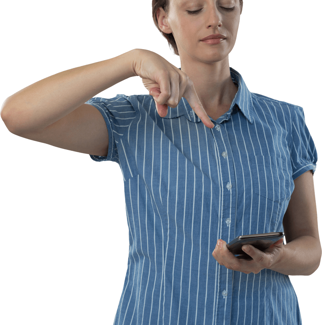 Caucasian Woman Using Smartphone Transparent Background