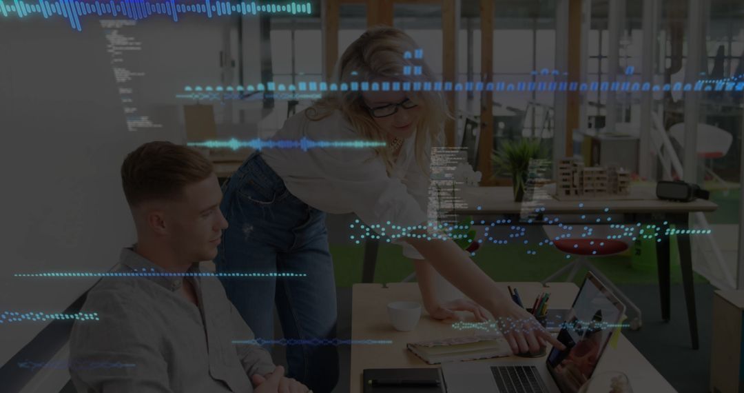 Team Collaboration Analyzing Code in Tech Office Environment