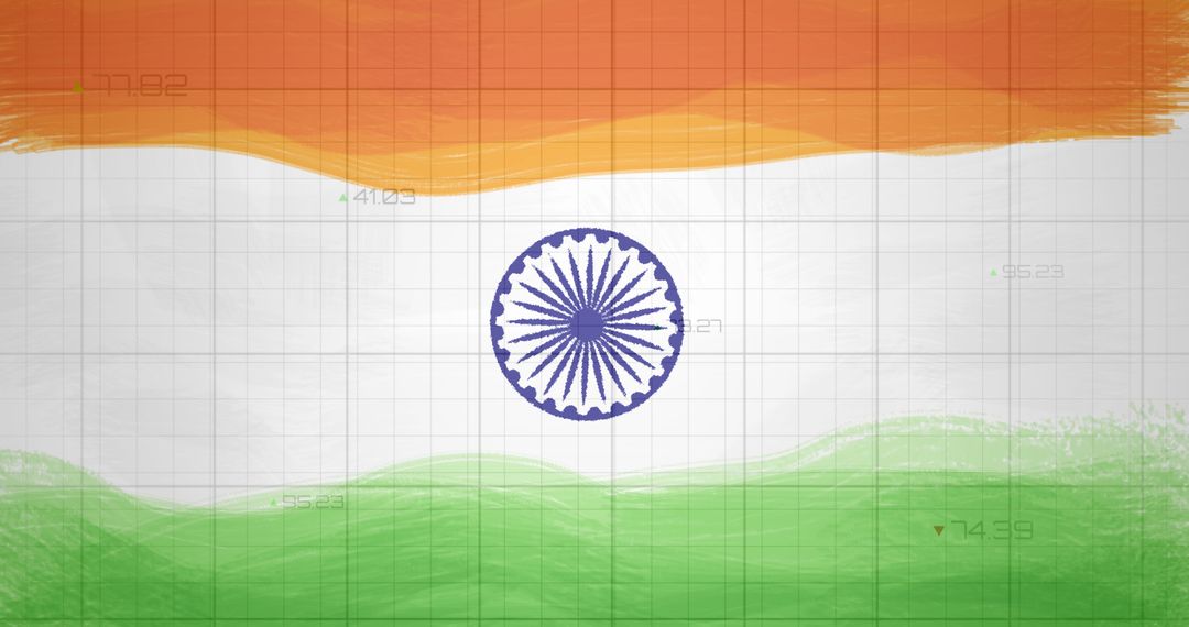 Indian Flag With Abstract C-19 Data Overlay