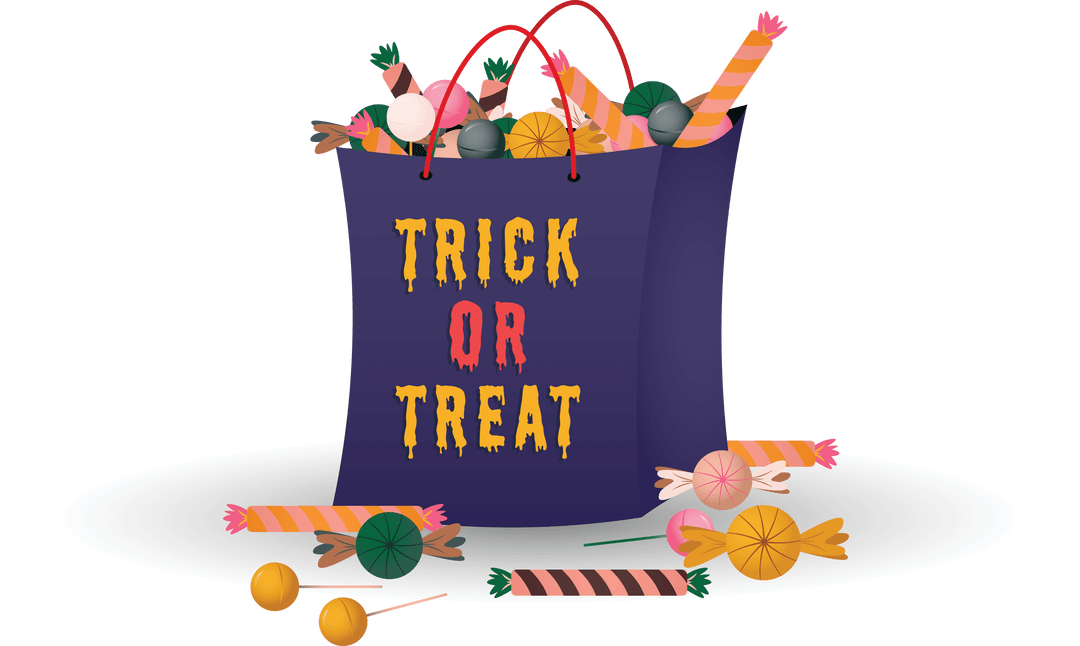 Transparent Treat Bag Overflowing with Halloween Candy Design