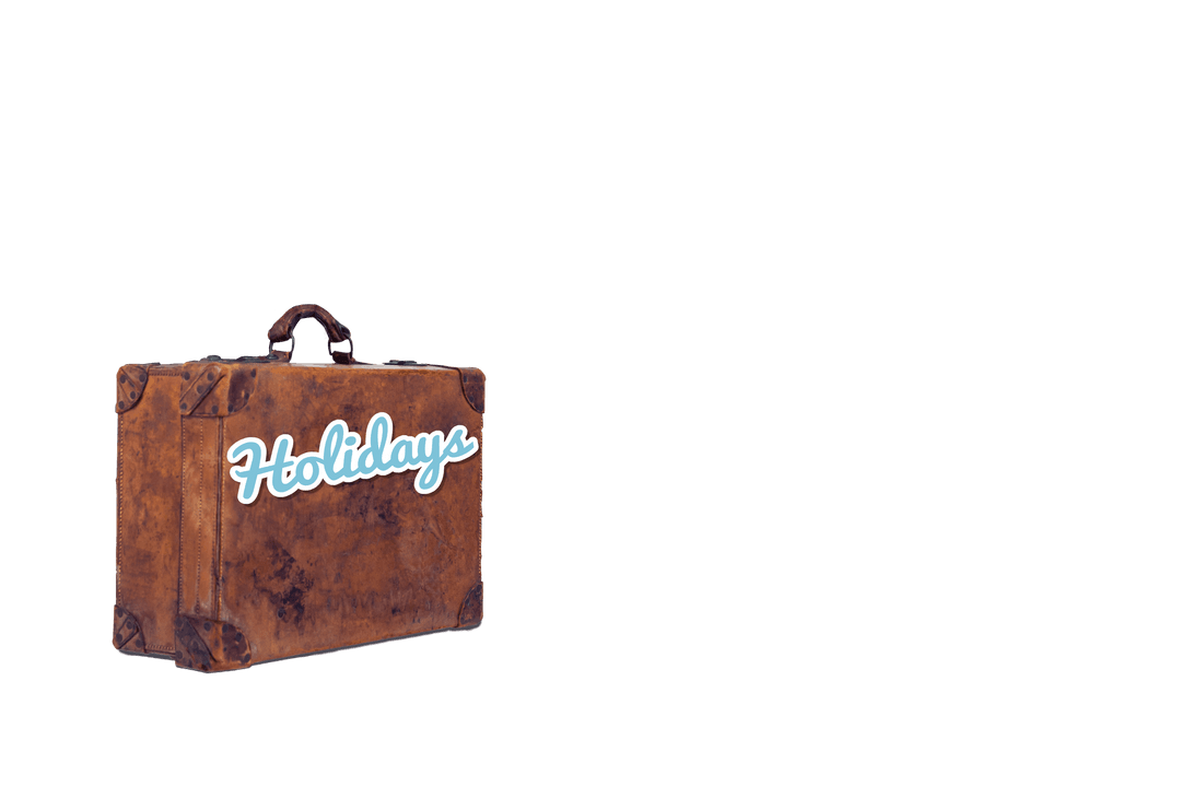 Vintage Suitcase with 'Holidays' Text on Transparent Background
