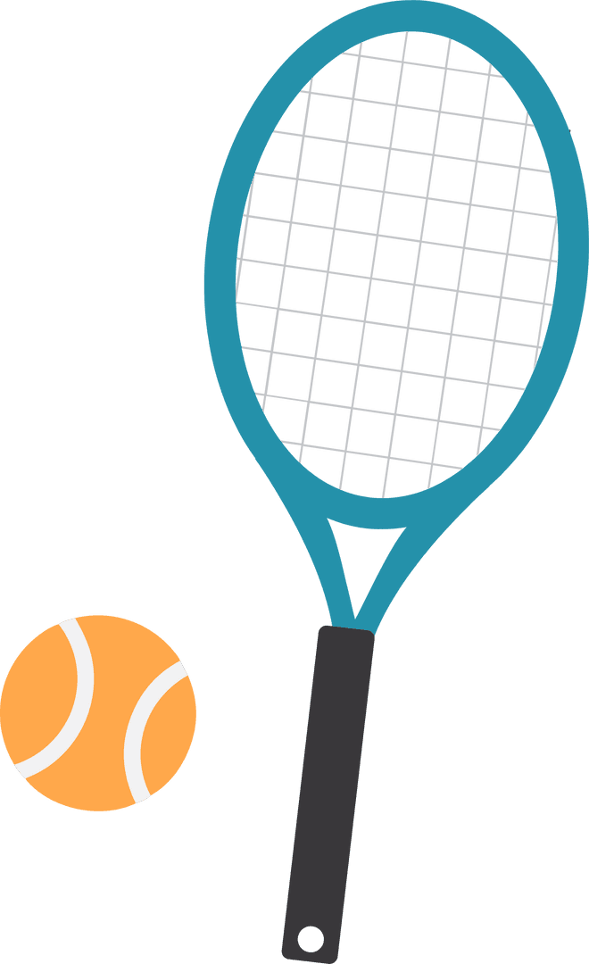 Minimalist Design of Tennis Racket and Ball with Transparent Background