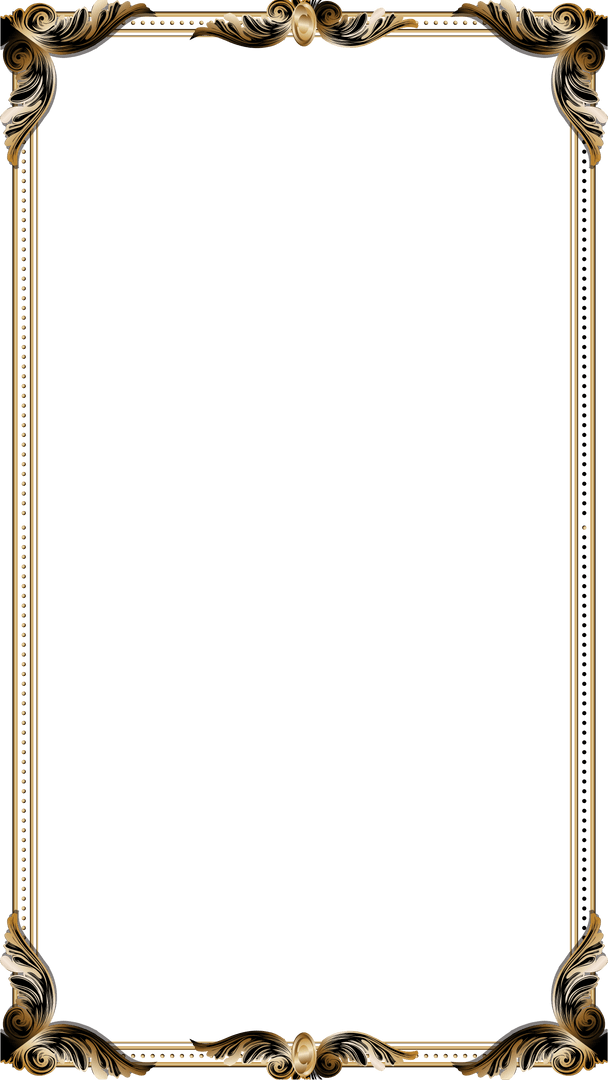 Ornate Antique Gold Frame Border on Transparent Background