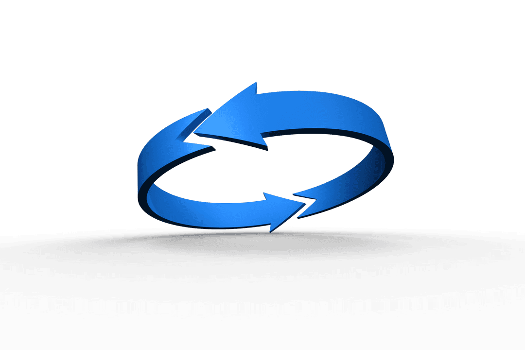 Visual Concept of Blue Recycling Arrows on Transparent Background
