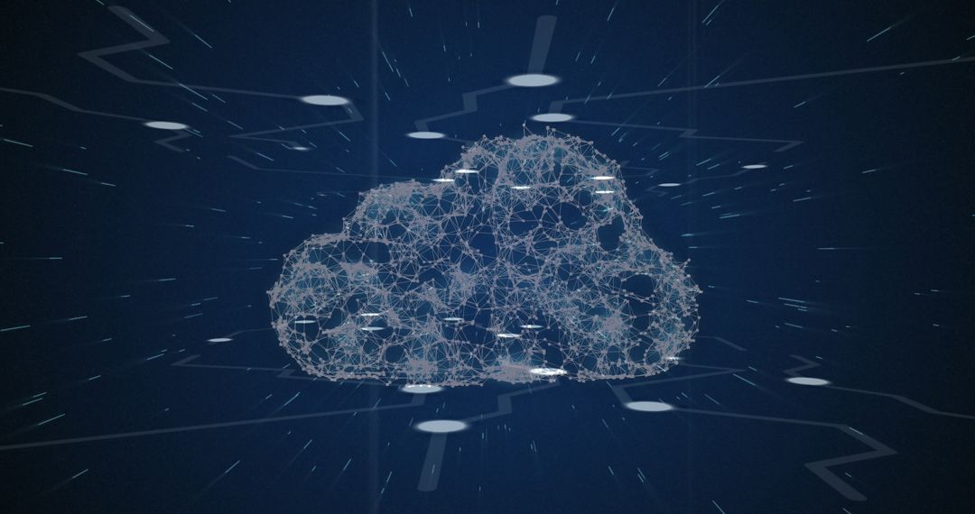 Digital Cloud Network Connections on Blue Interface