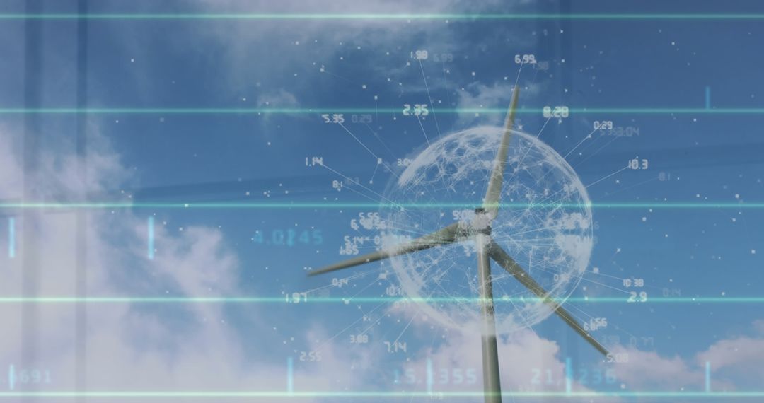 Digital Rendering of Wind Turbine with Global Data Overlay
