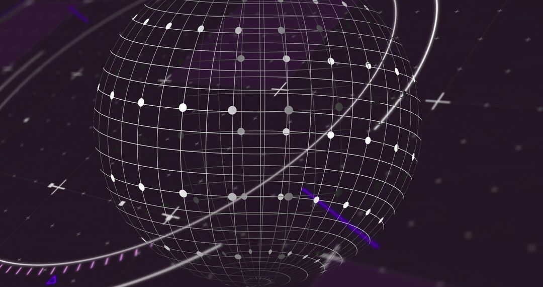 Futuristic 3D Wireframe Sphere Tapestry in Digital Space