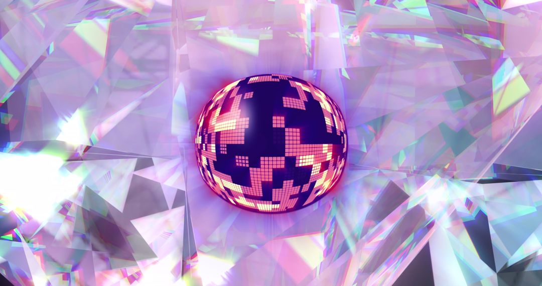 Digital Disco Ball and Prism Reflection Abstract Background
