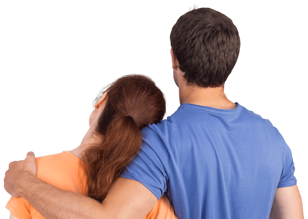 Relaxed Couple Bonding Together in Transparent Background