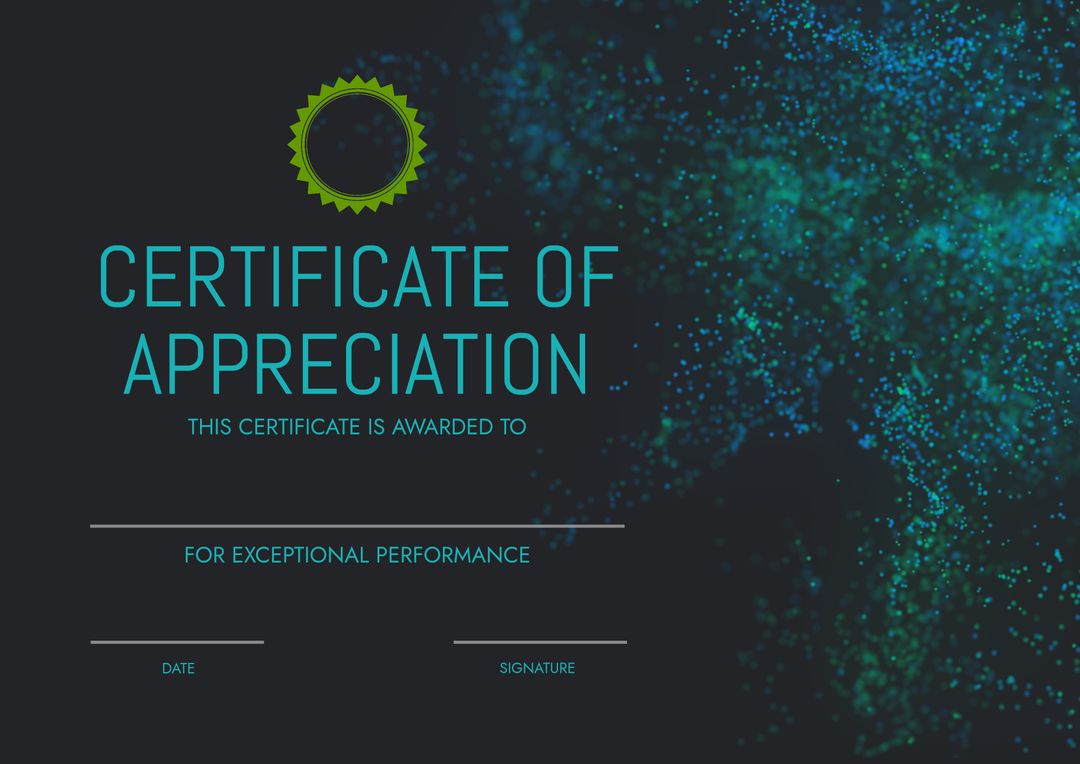 Modern Certificate of Appreciation Template with Digital Particle Design - Download Free Stock Templates Pikwizard.com