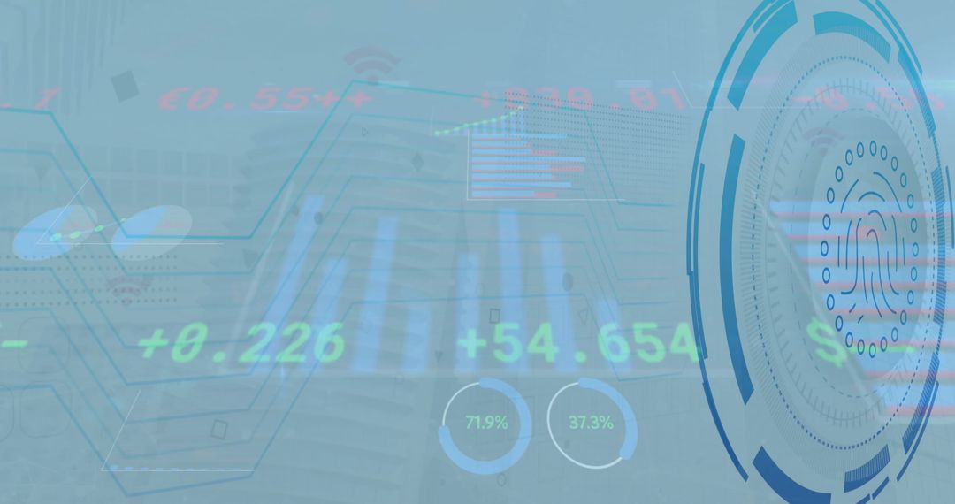 Abstract Financial Data with Blue Digital Elements