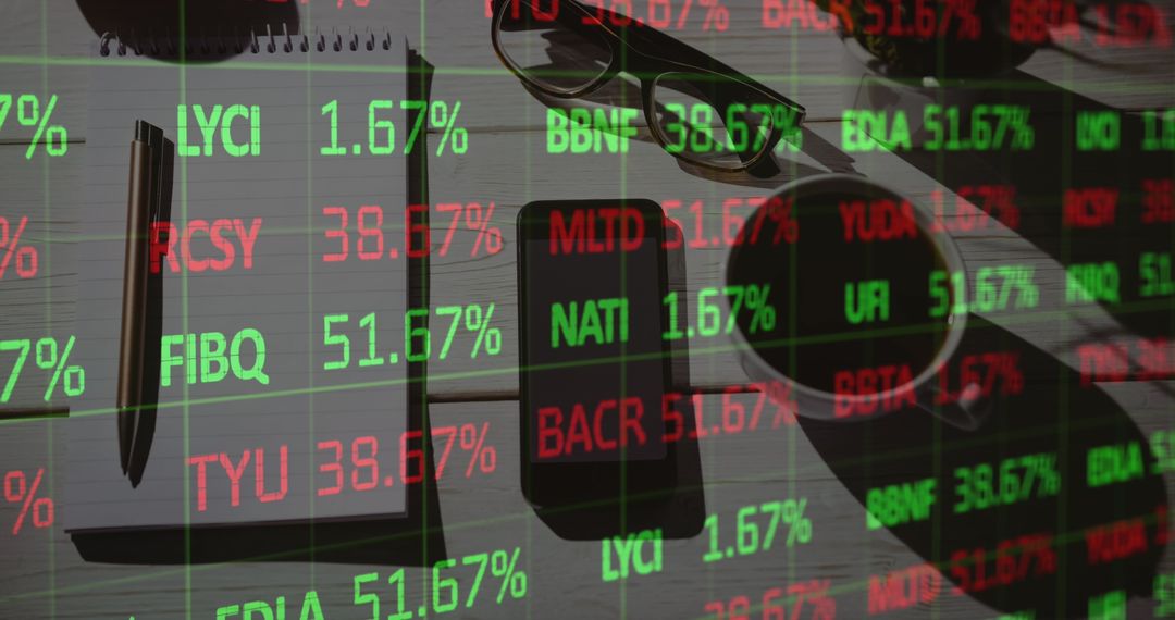 Global Finance Data Displayed on Digital Desktop Background