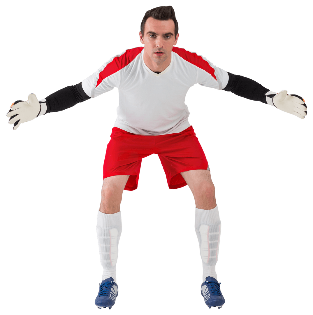 Transparent Goalkeeper in Action Ready for Save Preparation