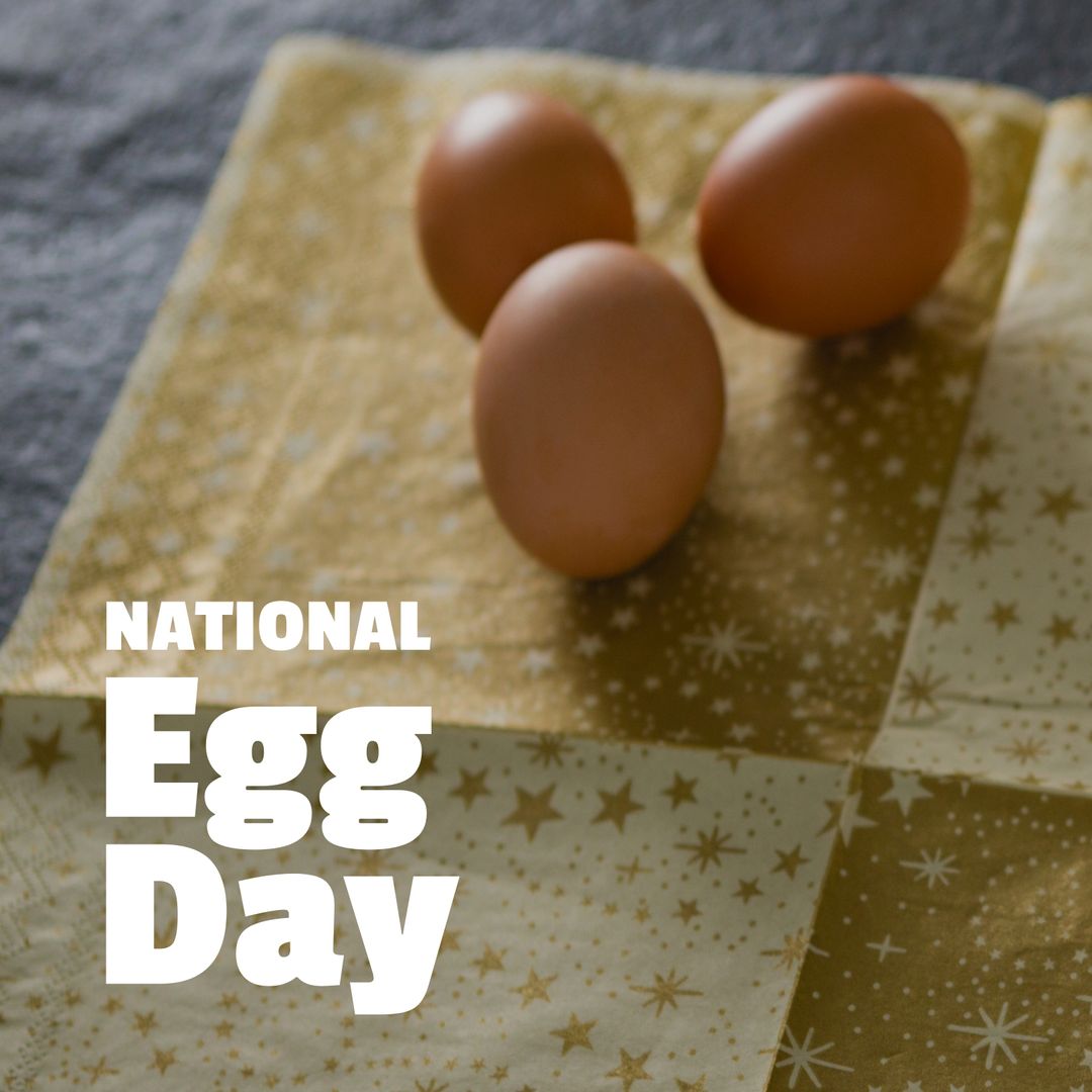 National Egg Day Celebration with Brown Eggs on Gold Napkin - Download Free Stock Templates Pikwizard.com