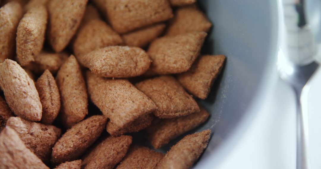 Close-Up of Chocolate Flavored Cereal Pieces in a White Bowl - Free Images, Stock Photos and Pictures on Pikwizard.com