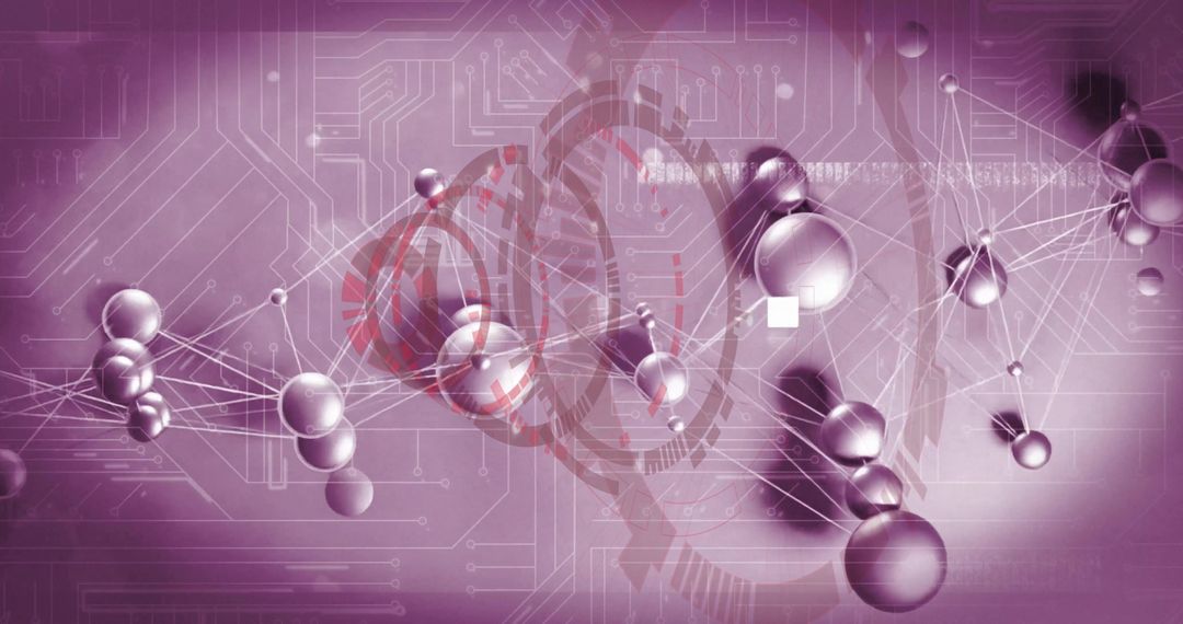 Futuristic Network with Metallic Spheres and Circuitry