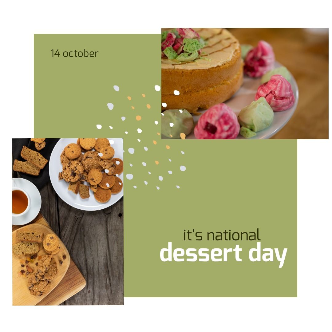 National Dessert Day Celebration with Cake and Cookies on October 14 - Download Free Stock Templates Pikwizard.com