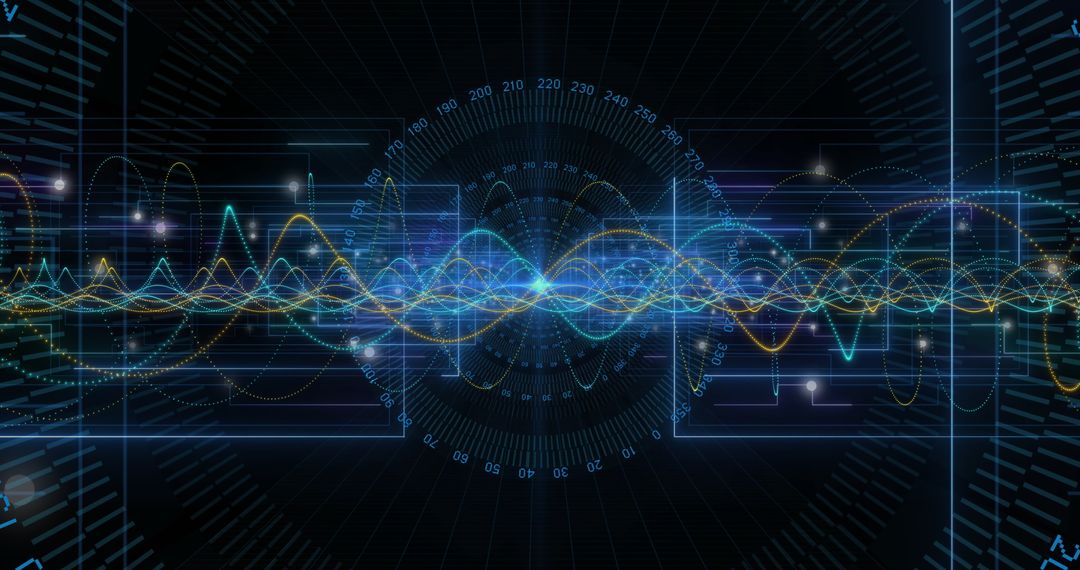Multicolor Waveform in Digital Control Panel with Numeric Overlays