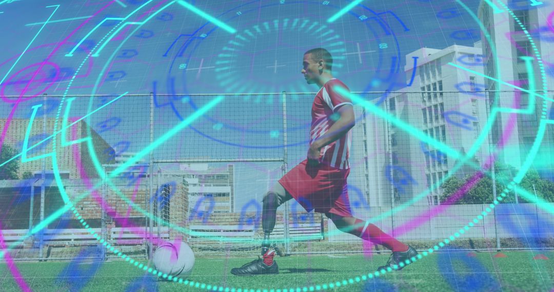 Futuristic Technology Tracking Soccer Player on Field - Free Images, Stock Photos and Pictures on Pikwizard.com