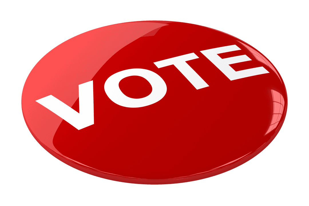 Transparent Red Vote Button for Election Campaigns