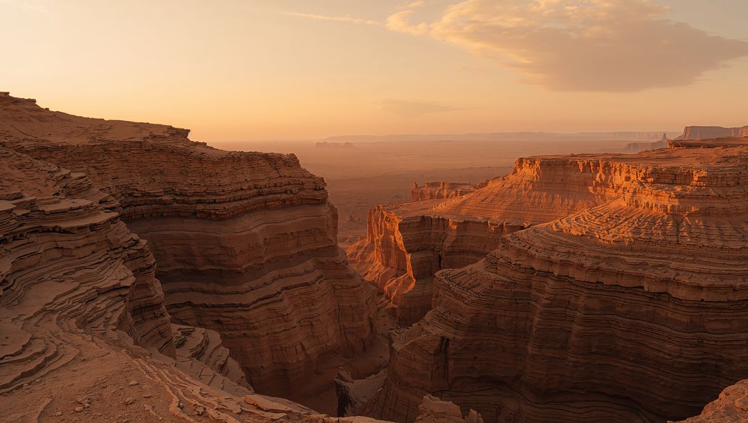 Sandstone Canyon in Desert Wilderness Amongst Layered Red Formations