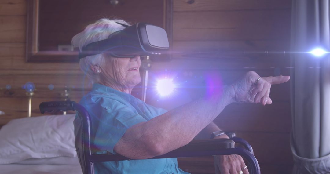 Senior Woman in Wheelchair Experiencing Virtual Reality