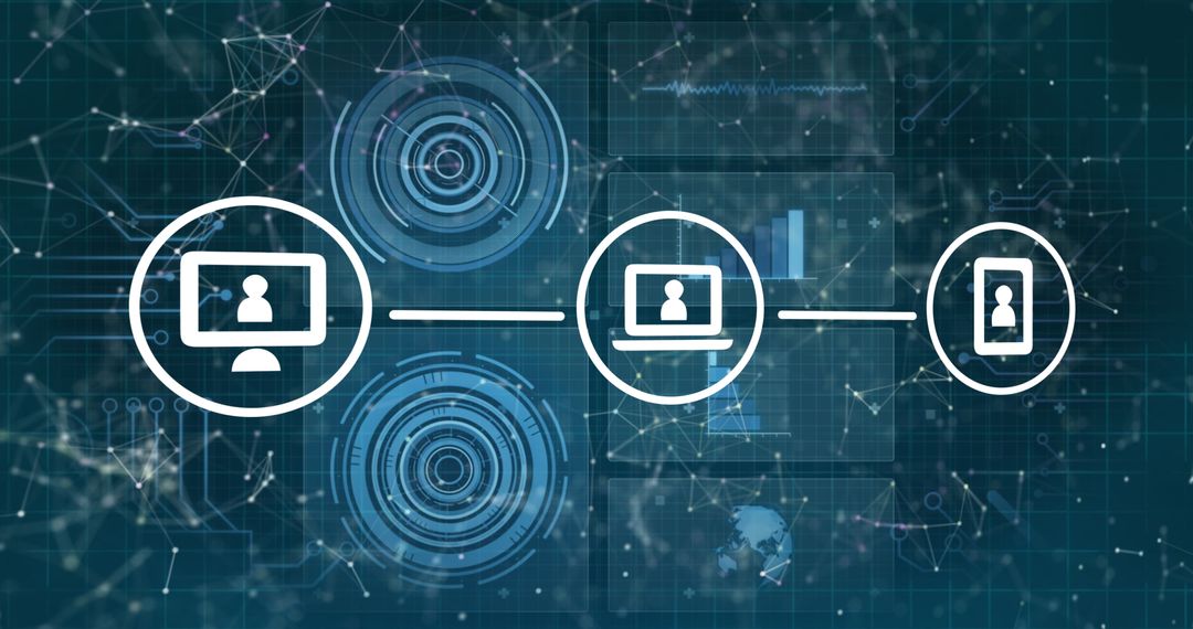 Futuristic Interface Depicting Data Processing and Connectivity