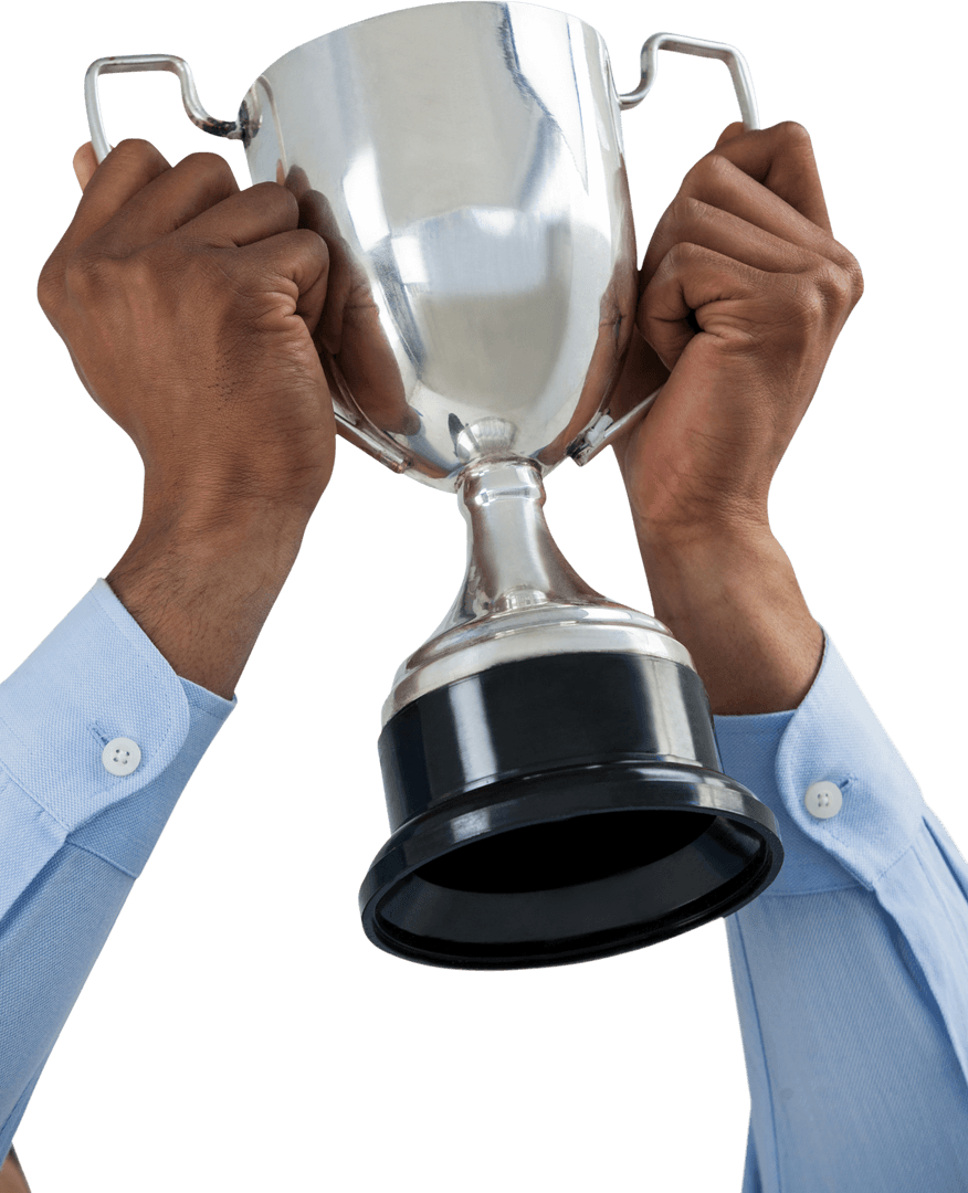 Hands Holding Upward Silver Trophy Transparent Background