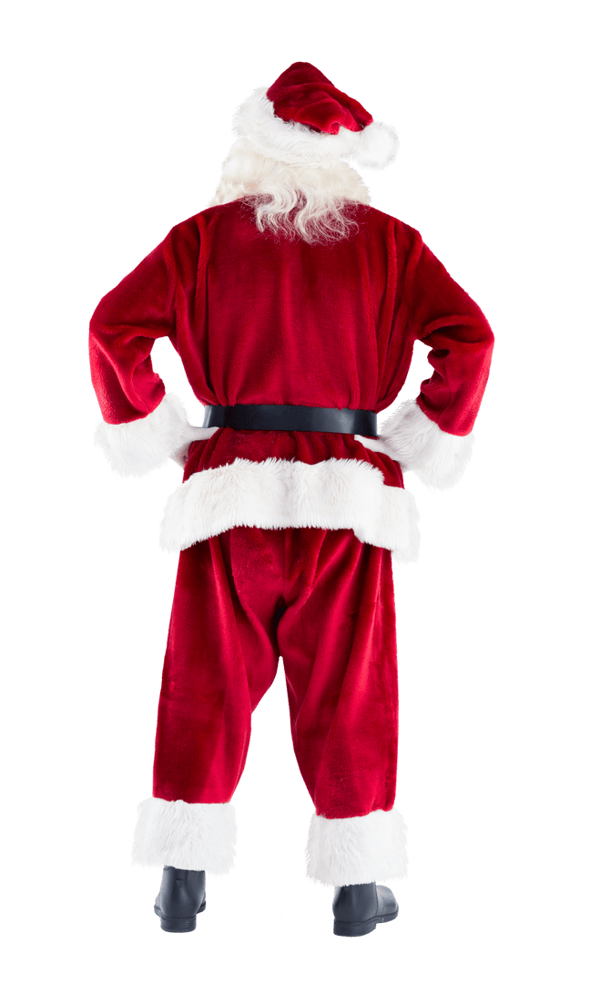 Santa Claus Confident Pose with Hands on Hips Transparent Background