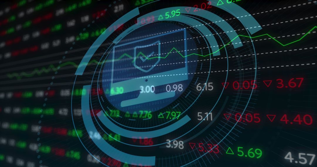 Digital Interface Over Stock Market Data with Hud Elements