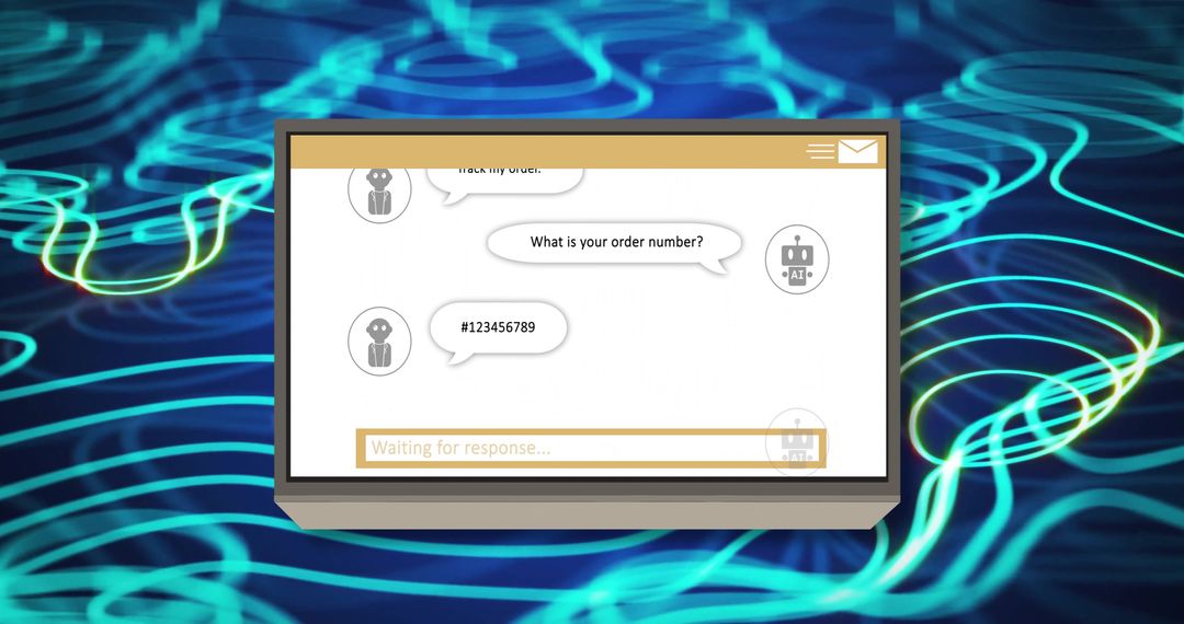 AI Data Processing Display with Digital Dialogue Interface
