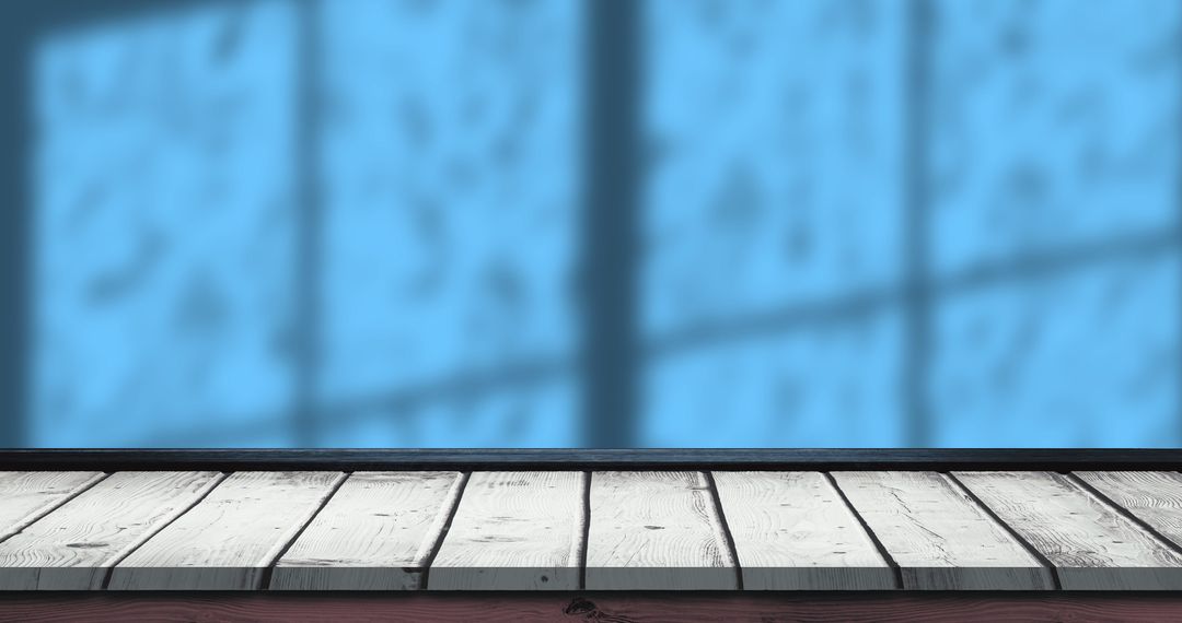 Abstract Wooden Surface with Shadow Patterns on Blue Background