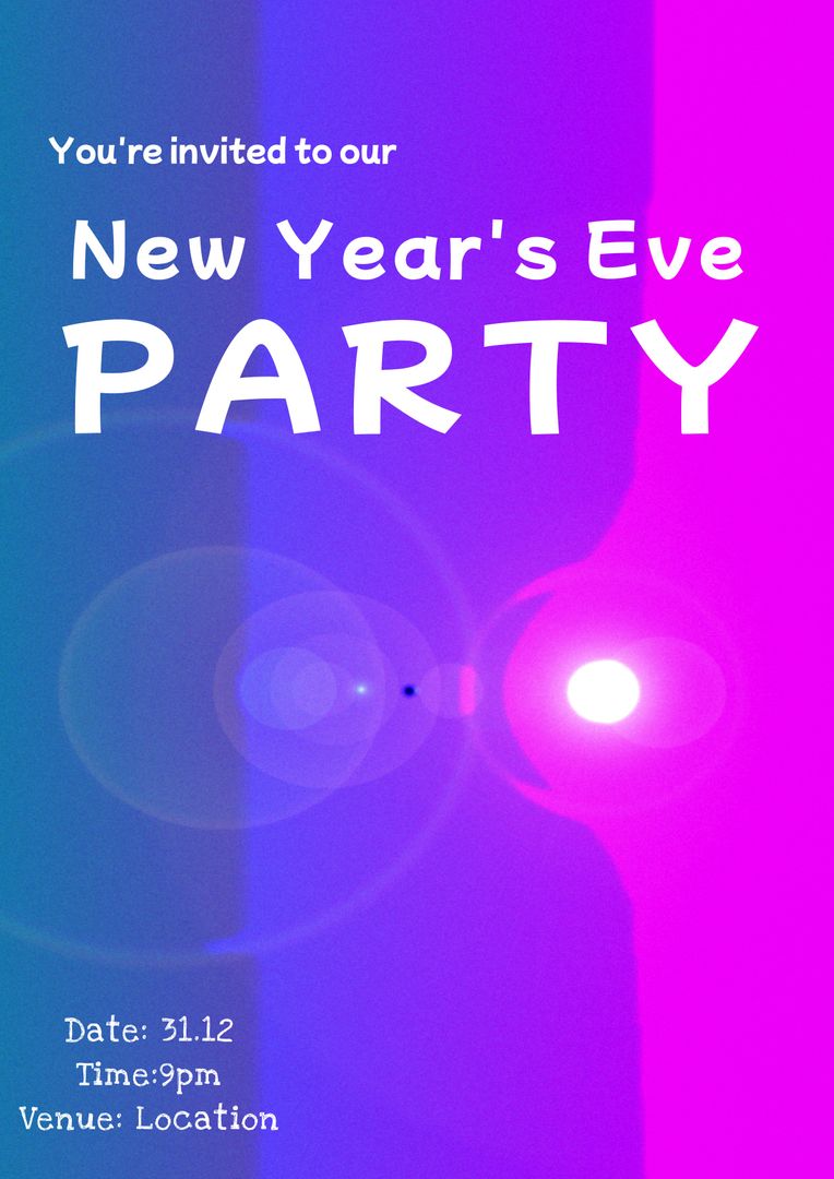 Vibrant New Year's Eve Party Invitation with Bold Typography