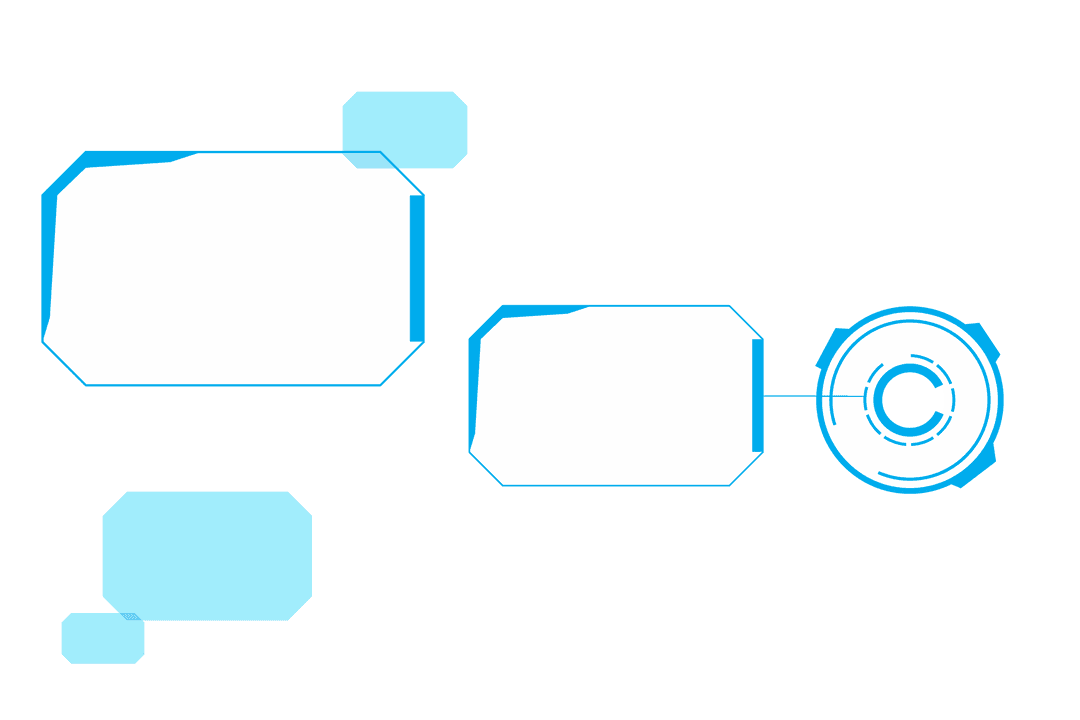 Digital Interface with Blue Screens on Transparent Background