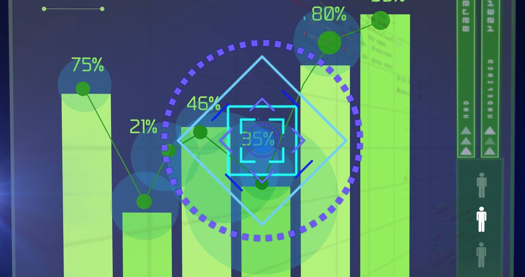 Futuristic Data Analysis Visualization with Neon Chart Elements