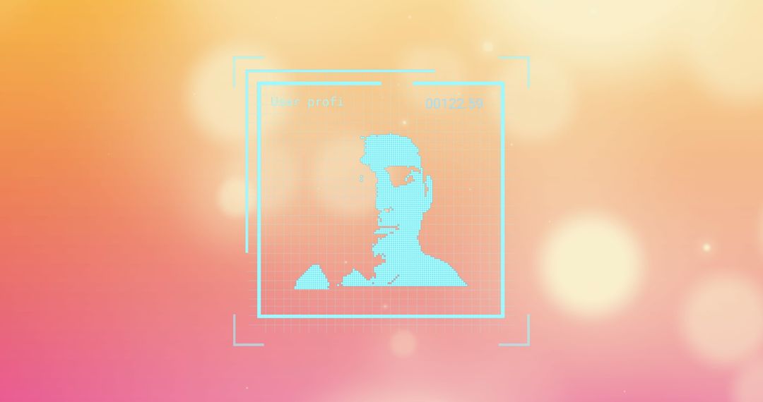 Digital Interface with Pixel Portraits on Gradient Background