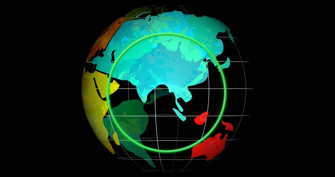 Digital Illustration of Colorful Globe with Highlighted Continents